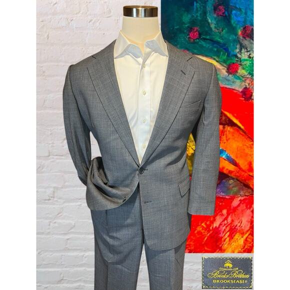 Brooks Brothers Other - Brooks Brothers Brooksease 43R 38x28+ Gray Blue Plaid 2 Piece Suit Jacket Pants